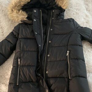 Warm black hoodie coat
